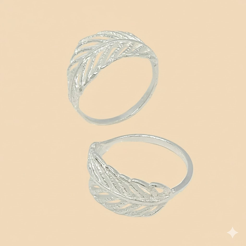 (2-5003) Anillo de hoja de plata de ley 925