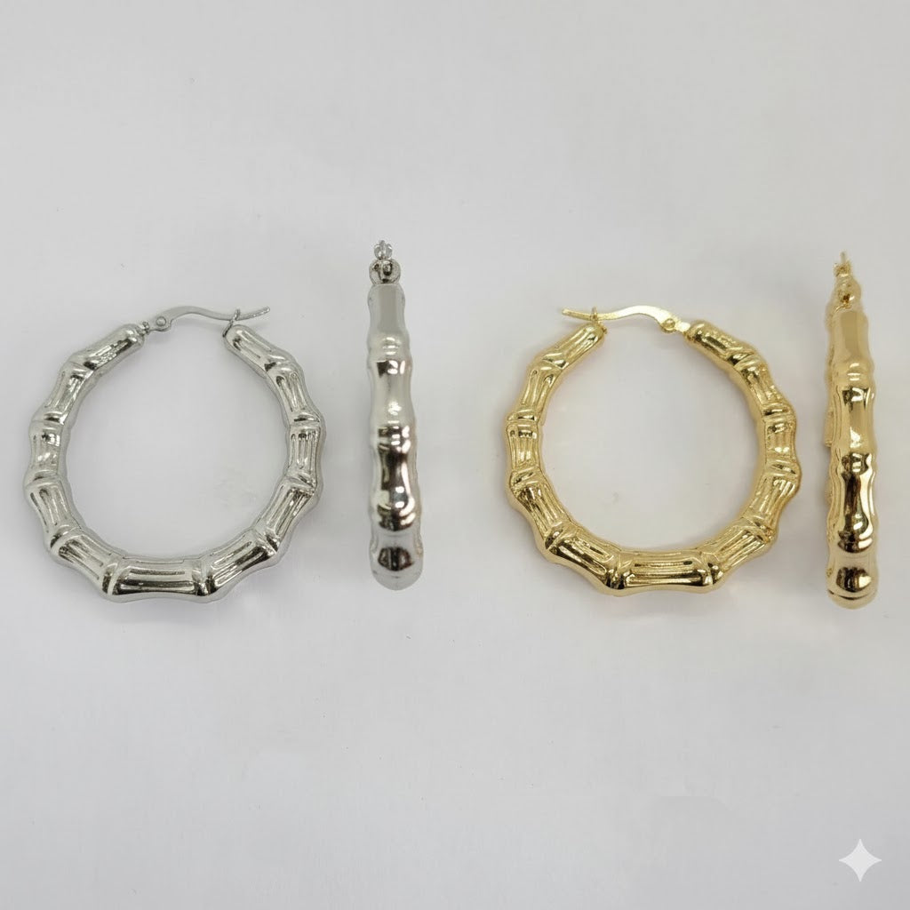 (4-2245) Stainless Steel - Bamboo Hoops.