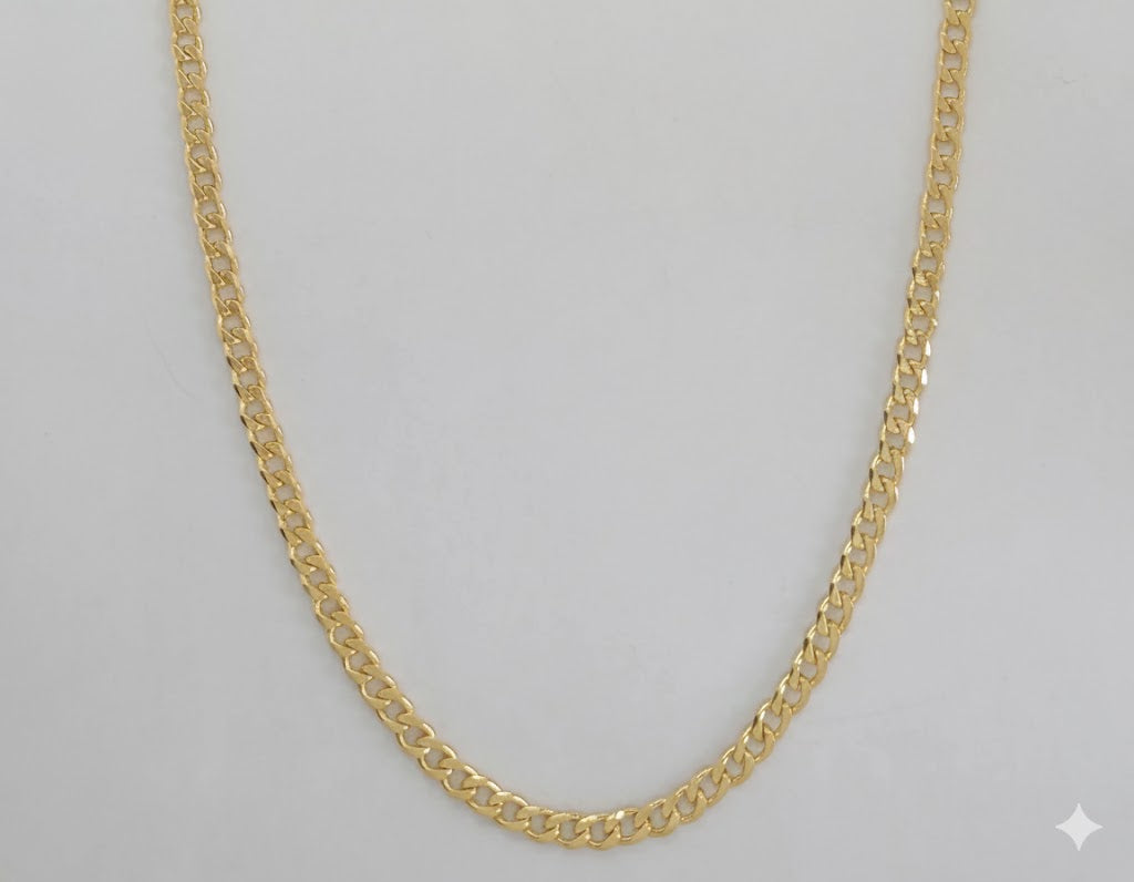 (1-1780) Cadena de eslabones curvos de 4 mm laminada en oro - BGF