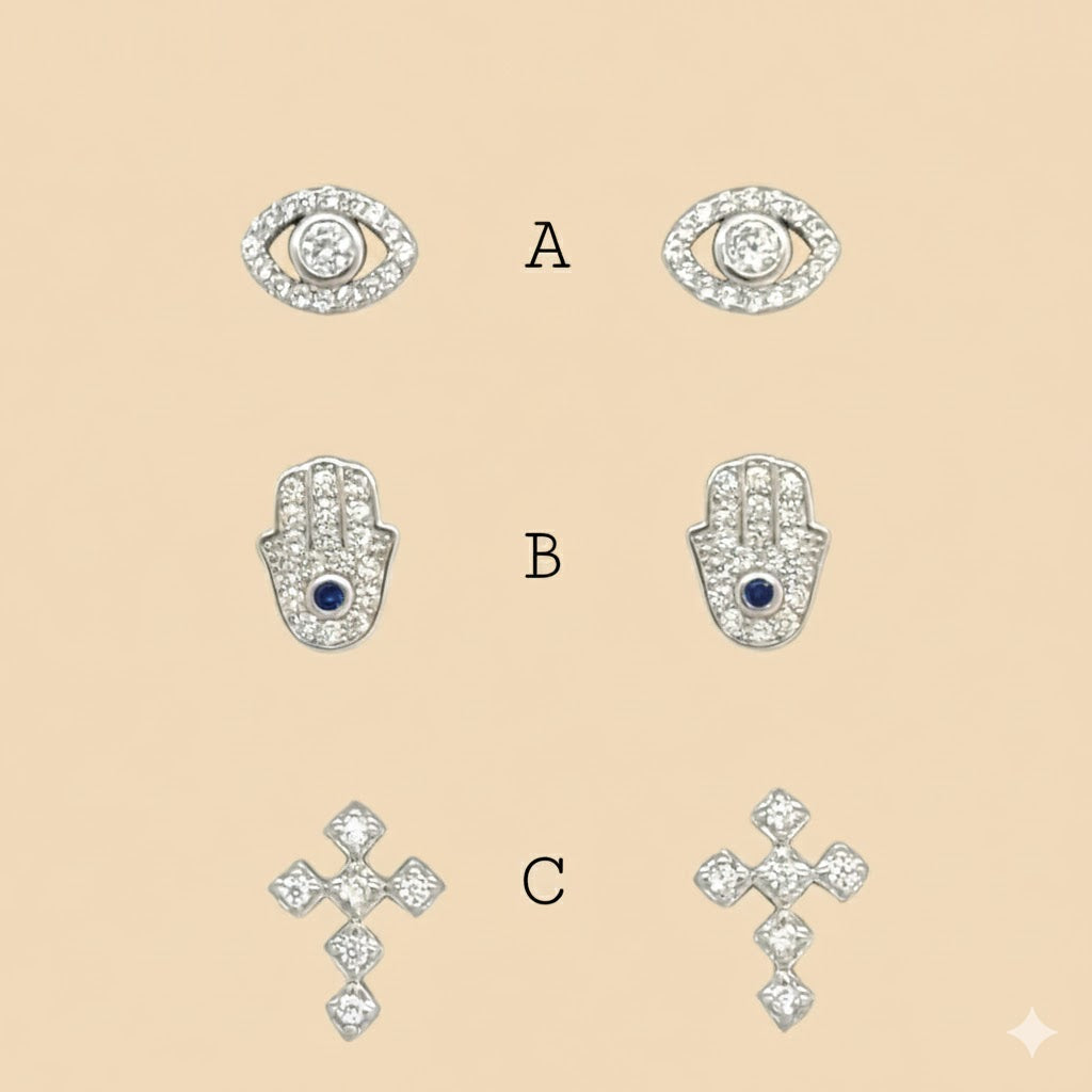 (2-3049-2) 925 Sterling Silver - Zircon Stud Earrings.