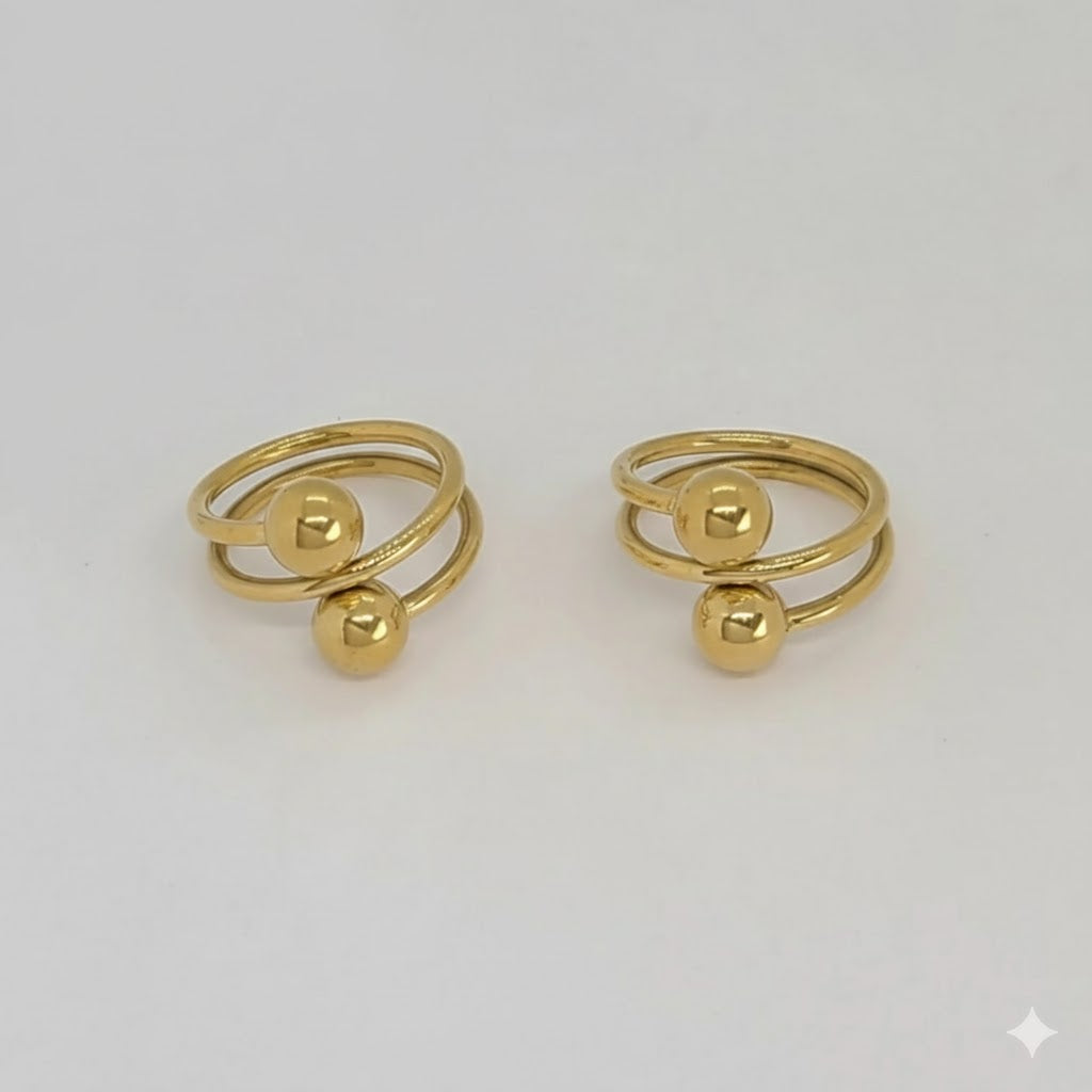 (4-0042) Stainless Steel - Double Band Balls Ring.