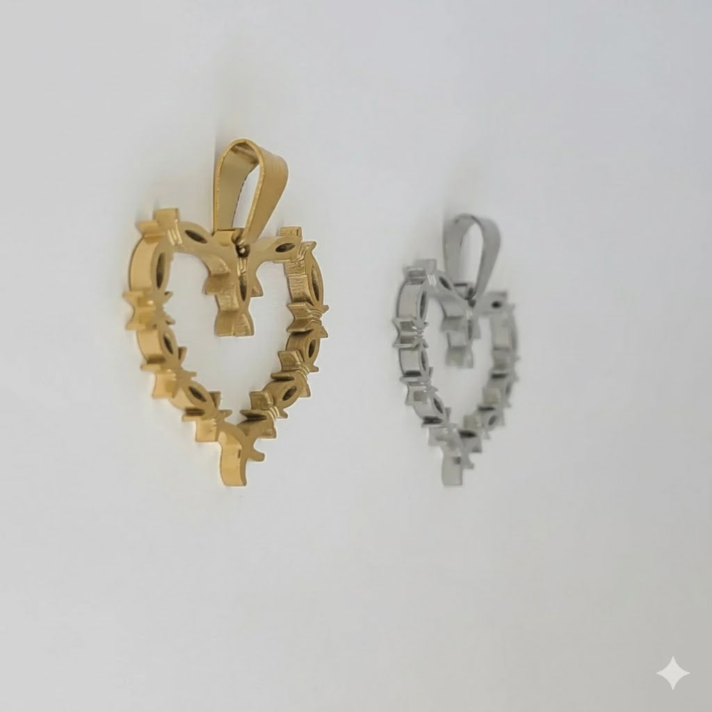 (4-2357) Acero inoxidable - Colgantes de corazón.