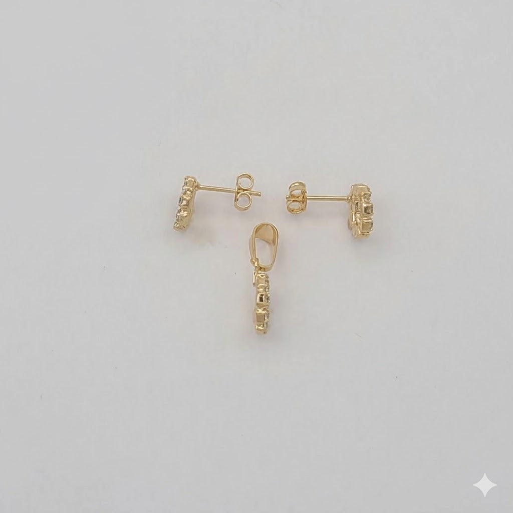 (1-6463) Laminado de oro - Conjunto redondo de circón - BGF