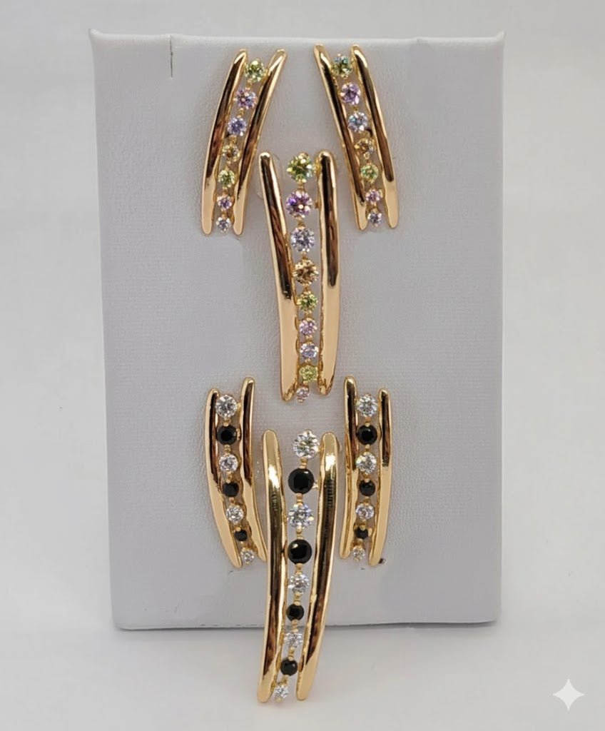 (1-6362) Laminado de oro - Juego de circón - BGO