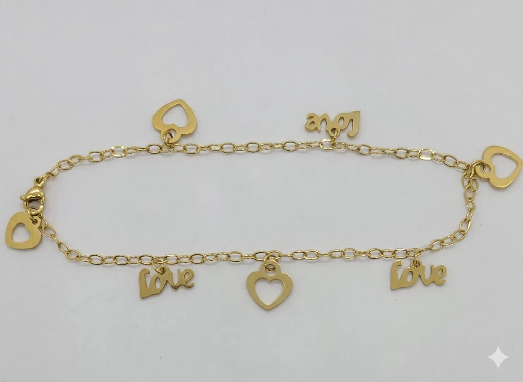 (4-3300-2) Stainless Steel - 2.5mm Rolo Link Charms Anklet.