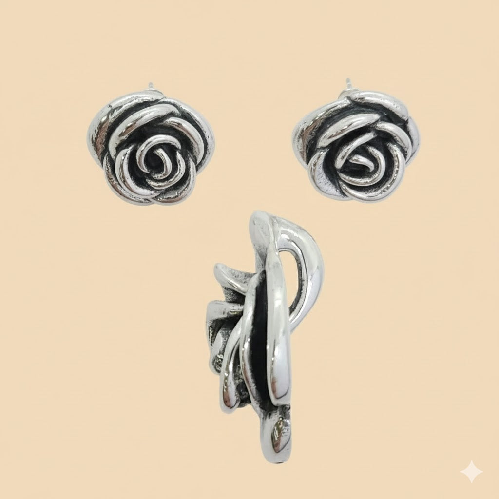 (2-6501) Plata de Ley 925 - Conjunto Rosa.