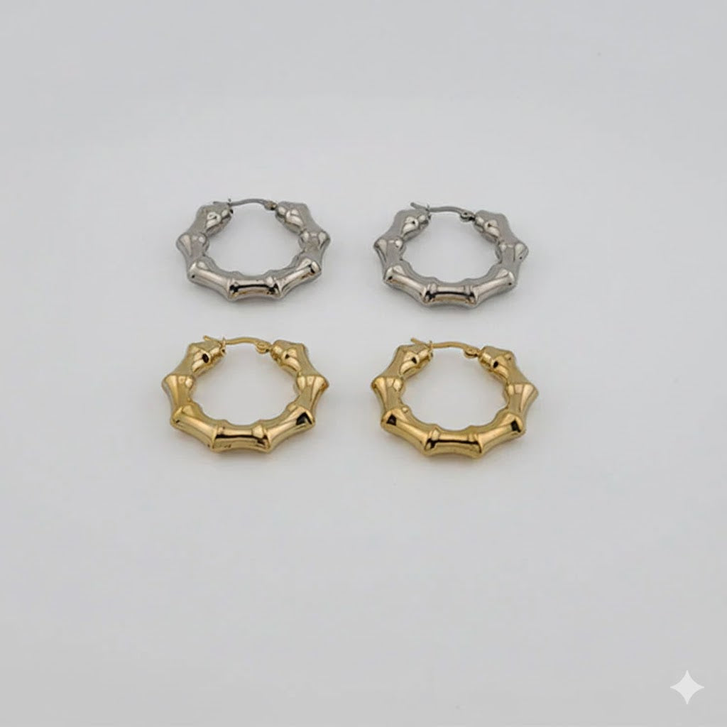 (4-2178) Stainless Steel - Bamboo Hoops.