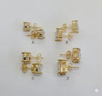 (1-1085) Pendientes de circonita laminada en oro - BGO