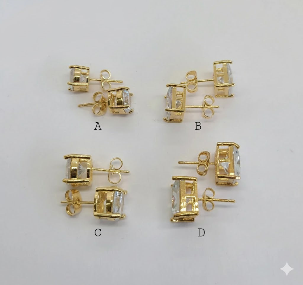 (1-1085) Pendientes de circonita laminada en oro - BGO