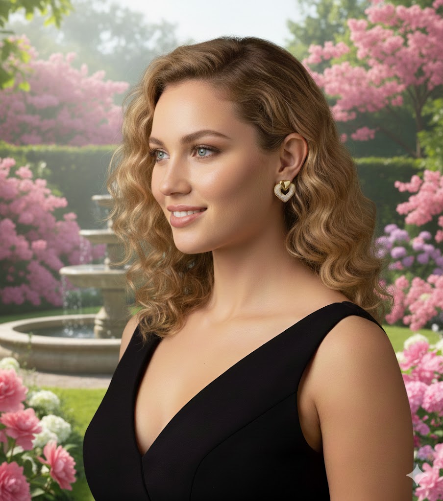 5517960 PAVE HEART STONE EARRING