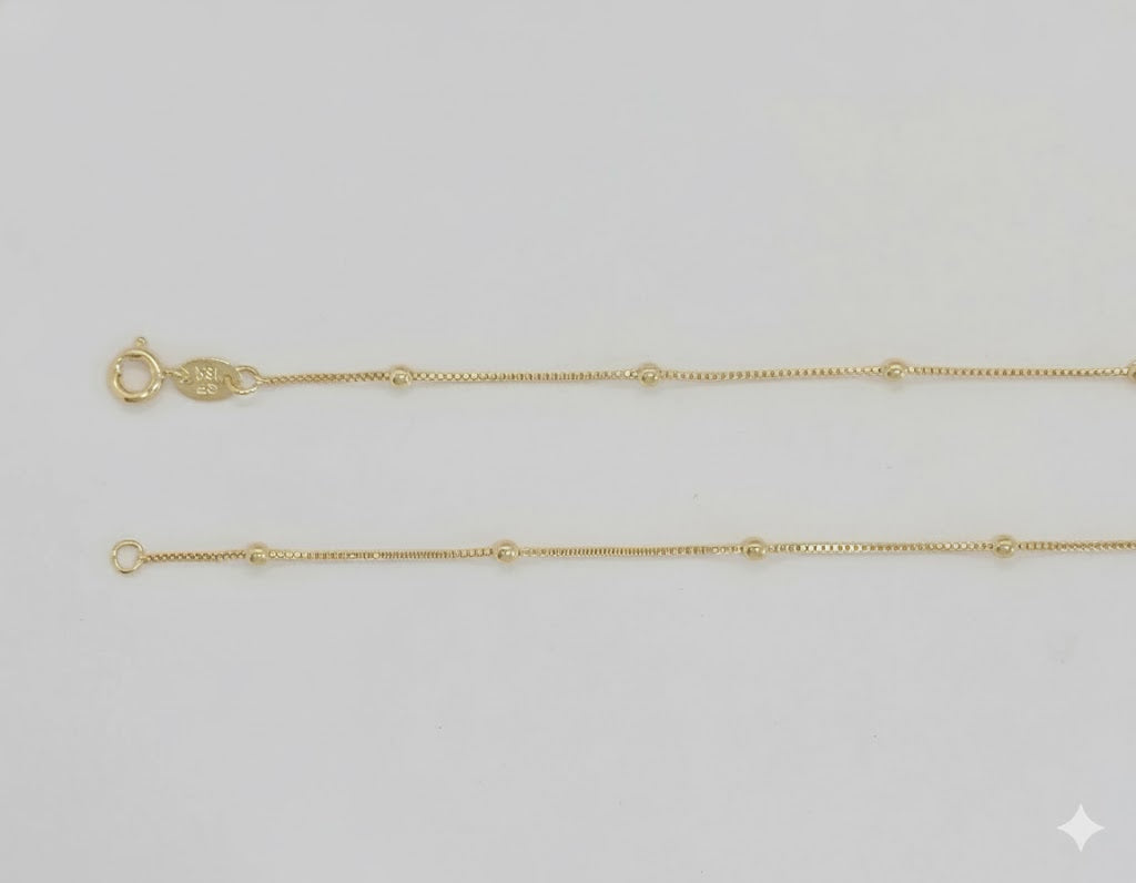 (1-1579) Cadena de eslabones de caja con cuentas de 2,5 mm laminadas en oro - BGF