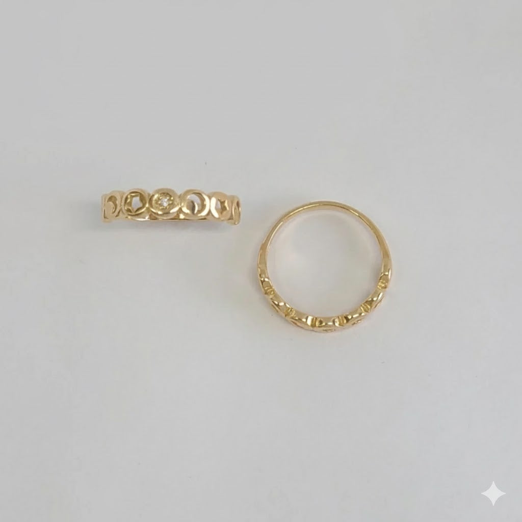 (1-3005) Anillo de Estrella y Luna Laminado en Oro - BGF