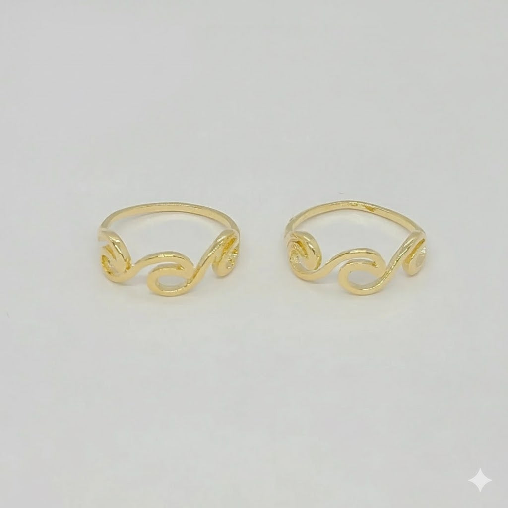 (1-3031-3) Anillo de ondas laminado en oro - BGF