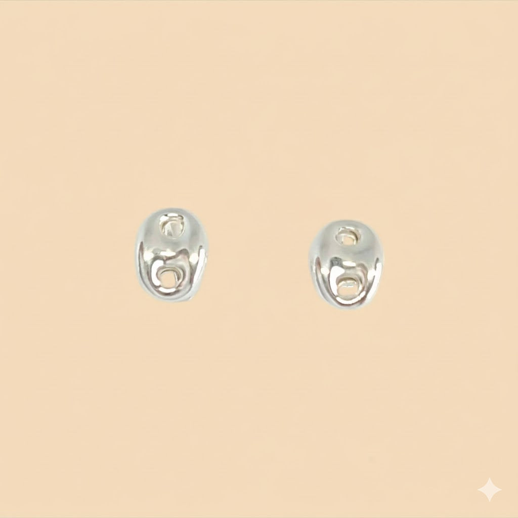 (2-3235) 925 Sterling Silver - Puff Mariner Stud Earrings.