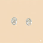 (2-3235) 925 Sterling Silver - Puff Mariner Stud Earrings.