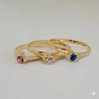 (1-3002) Anillo solitario de circonita laminada en oro - BGO