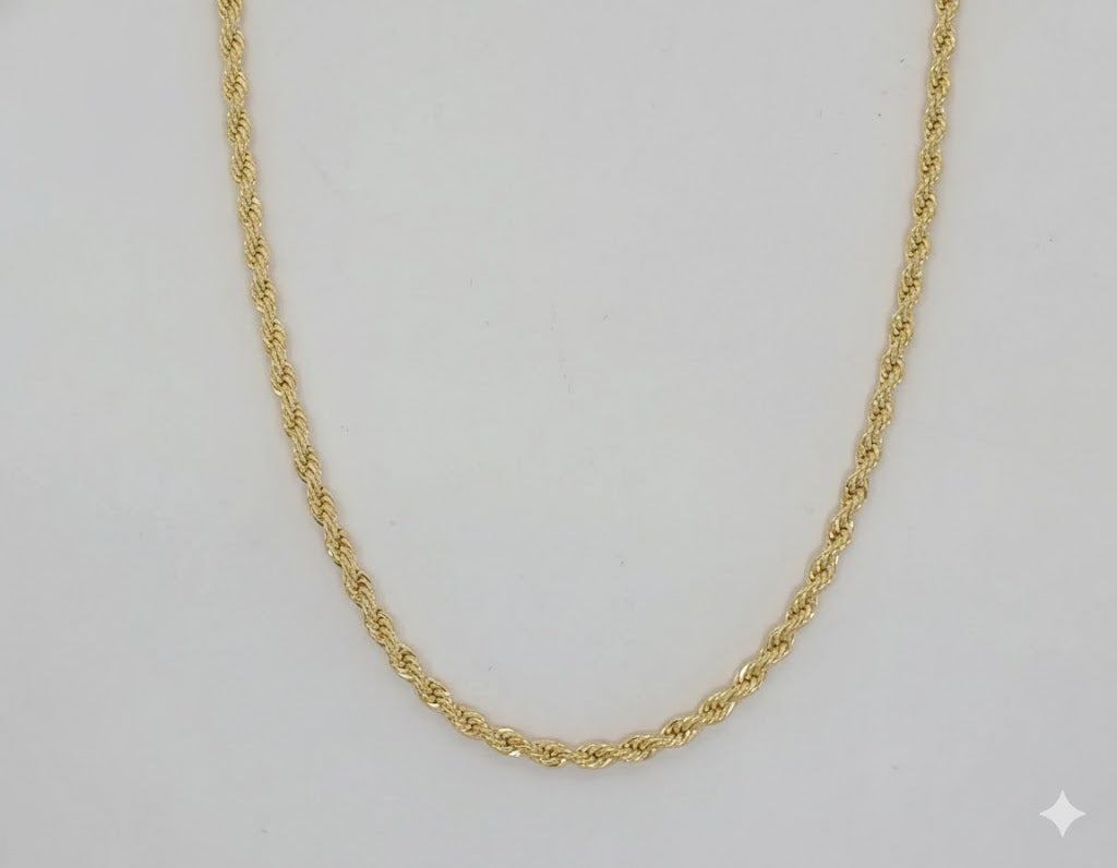 (1-1621) Cadena de eslabones tipo cuerda de 3 mm laminada en oro - BGF