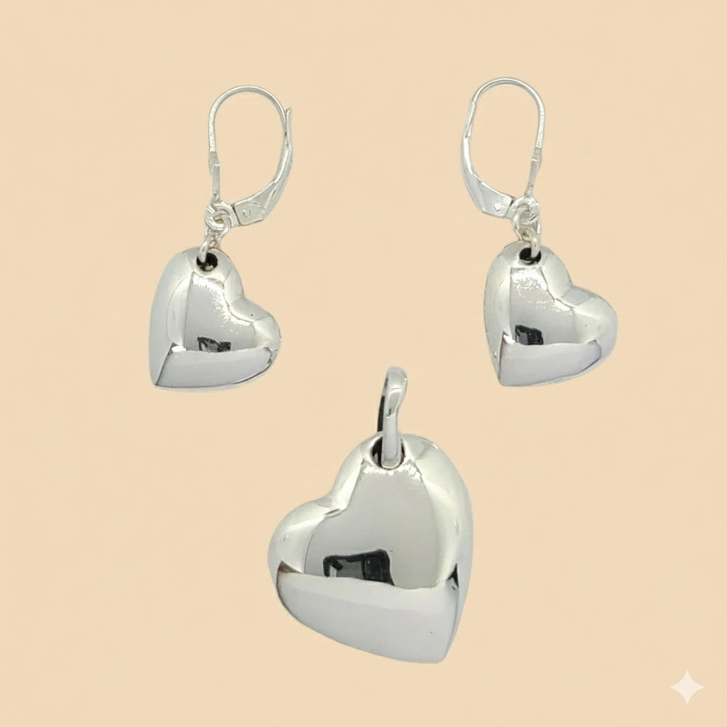 (2-6532) Plata de Ley 925 - Conjunto Corazón.