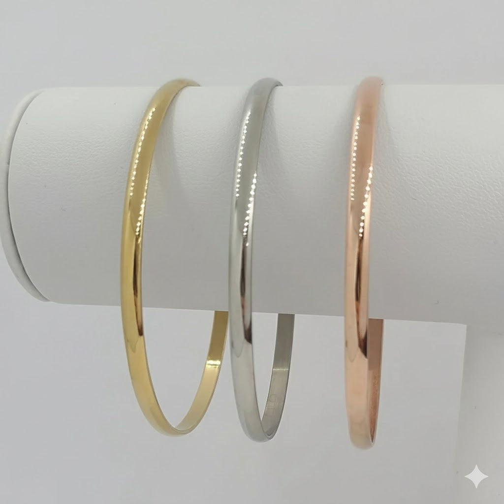 (4-5011) Stainless Steel - 4mm Plain Bangle.