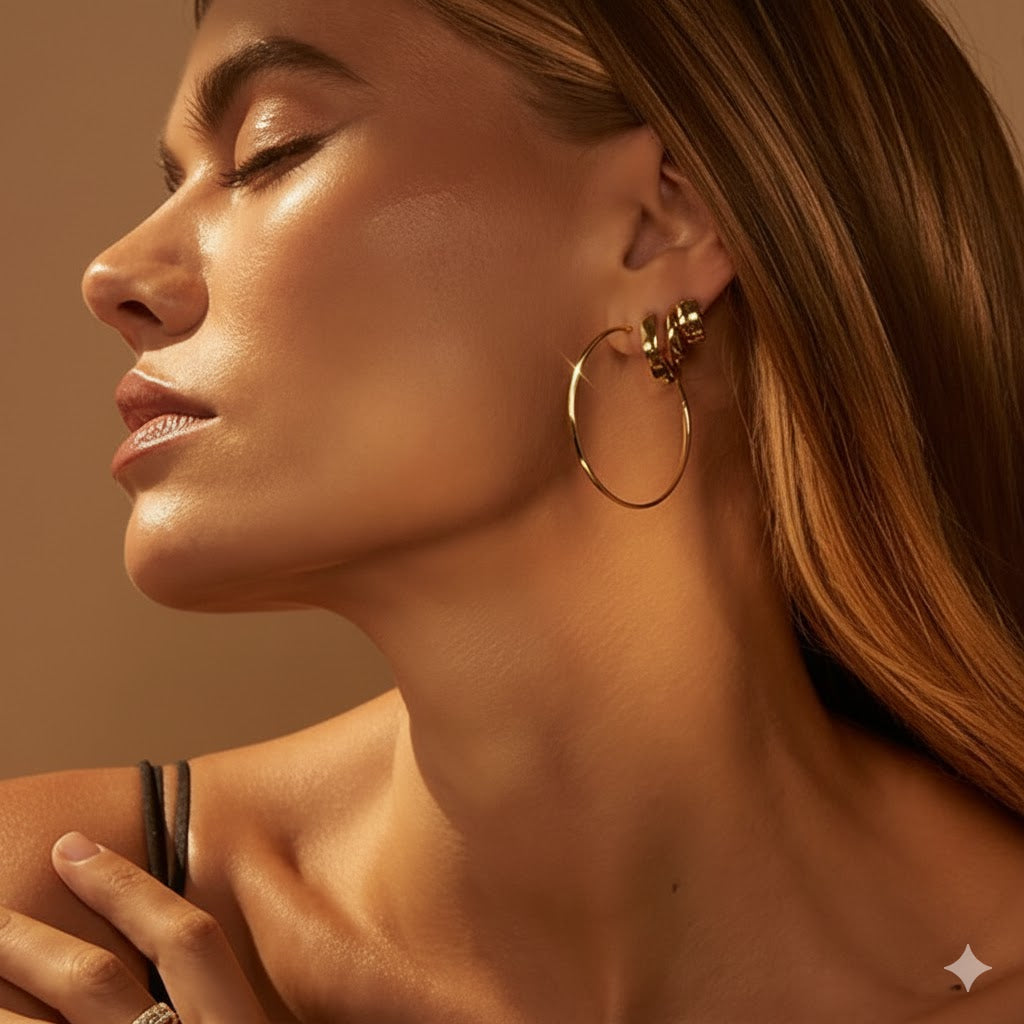 12 Pairs Hypoallergenic Large /Gold Hoop Earrings Set for Women, Big Thin Thick Gold Hoops Earrings Loop Pack for Jewelry Gift 40mm/50mm