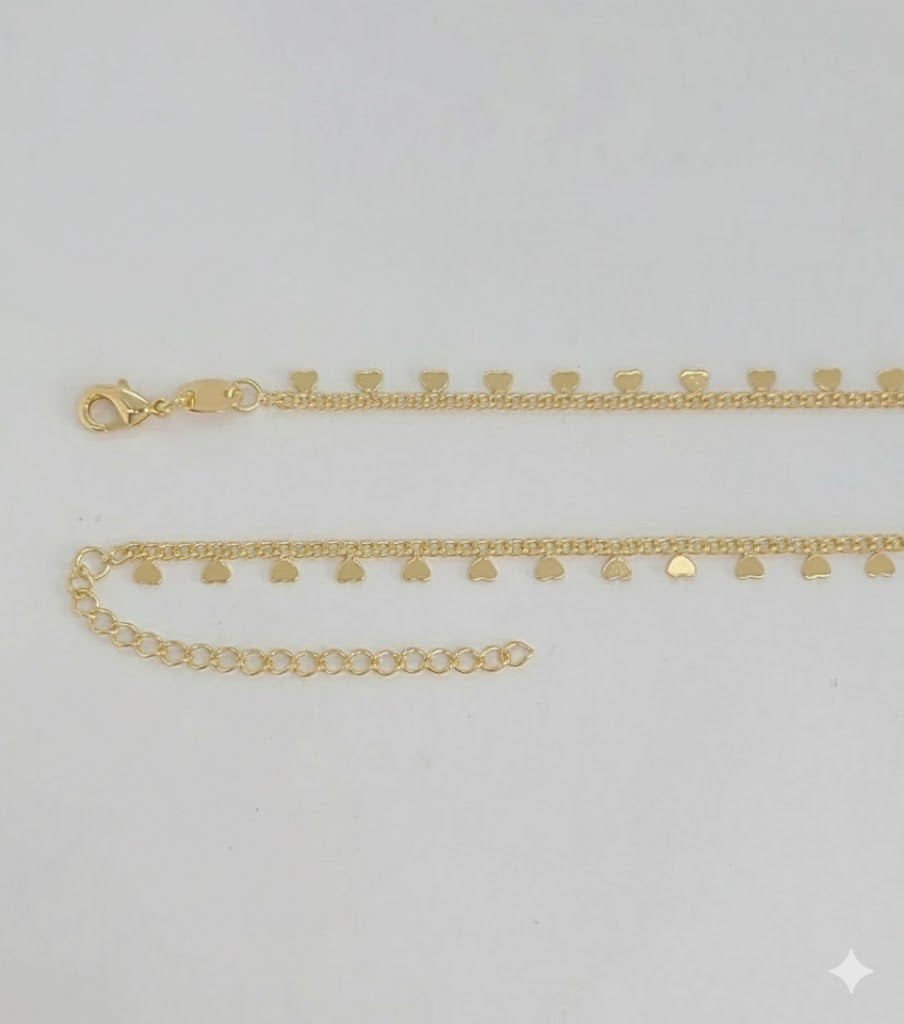 (1-6195-1) Collar de corazón con eslabones curvos laminados en oro - BGF