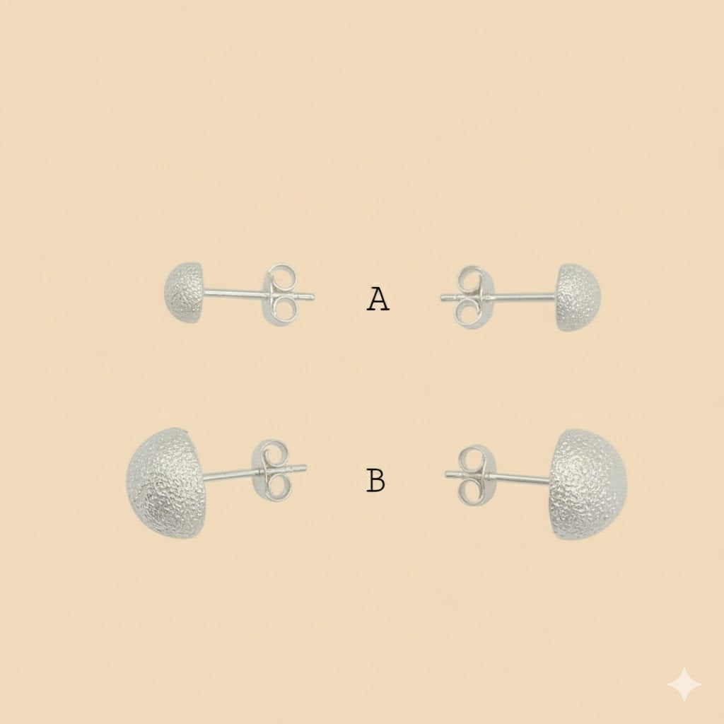 (2-3198) 925 Sterling Silver - Half Ball Stud Earrings.