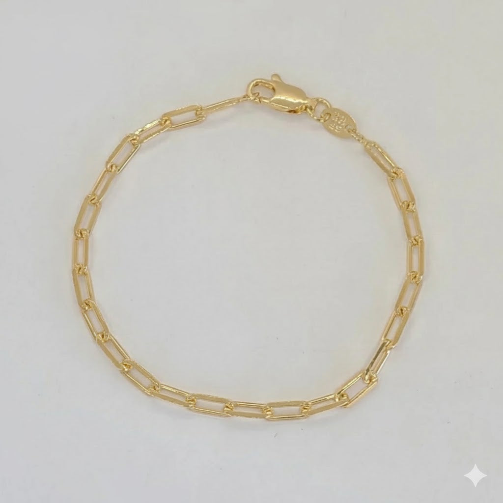 (1-0483) Pulsera de eslabones con clip de papel de 3,5 mm laminado en oro - BGF