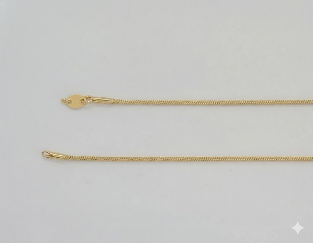 (1-1514) Cadena de eslabones de serpiente cuadrados de 1,3 mm laminada en oro - BGF