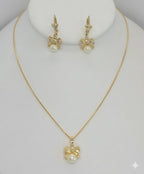 (1-6062) Laminado dorado - Juego de lazo y perlas con eslabones de caja - BGF