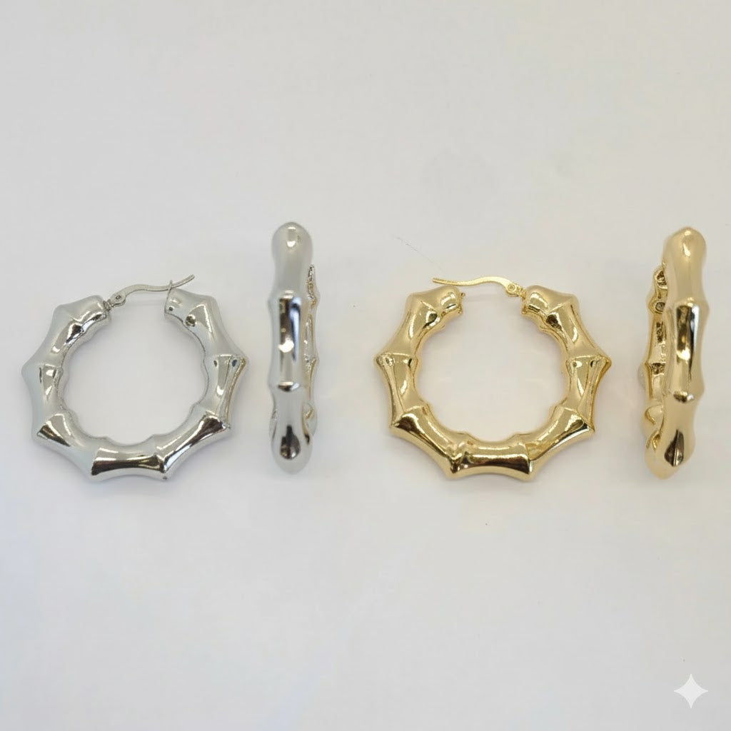 (4-2219) Stainless Steel - Bamboo Hoops.