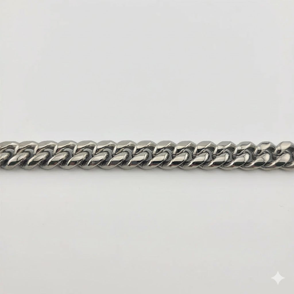 (4-4049) Stainless Steel - 10mm Curb Link Men Bracelet - 9".