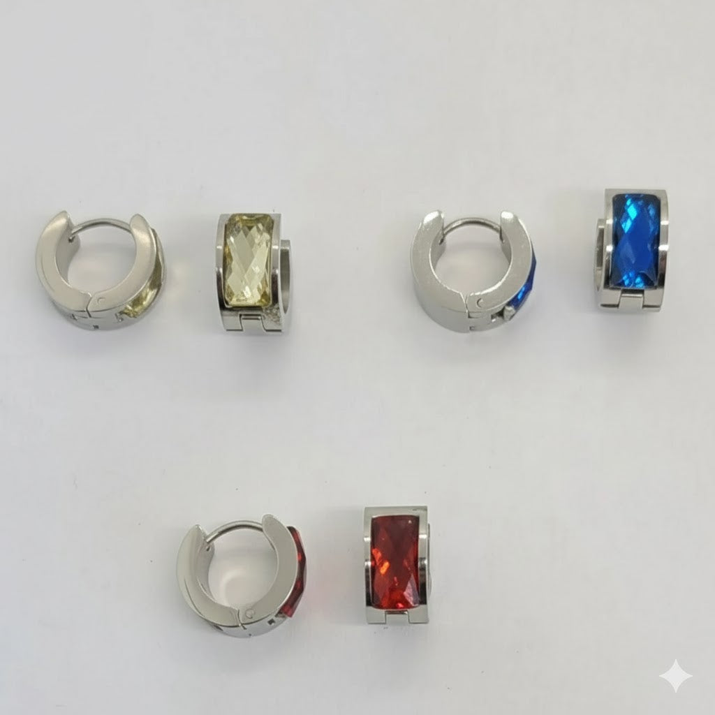 (4-2230) Stainless Steel - Zircon Hoops.