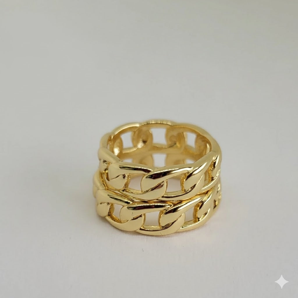 (1-3058-1) Gold Laminate - Curb Link Ring - BGO