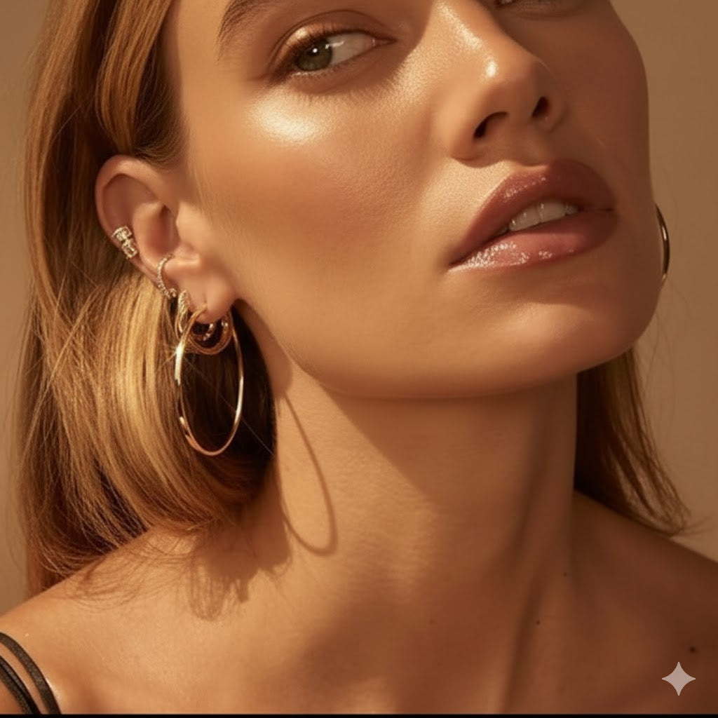 12 Pairs Hypoallergenic Large /Gold Hoop Earrings Set for Women, Big Thin Thick Gold Hoops Earrings Loop Pack for Jewelry Gift 40mm/50mm