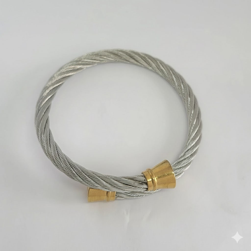 (4-5001) Stainless Steel - 6mm Rope Style Bangle.