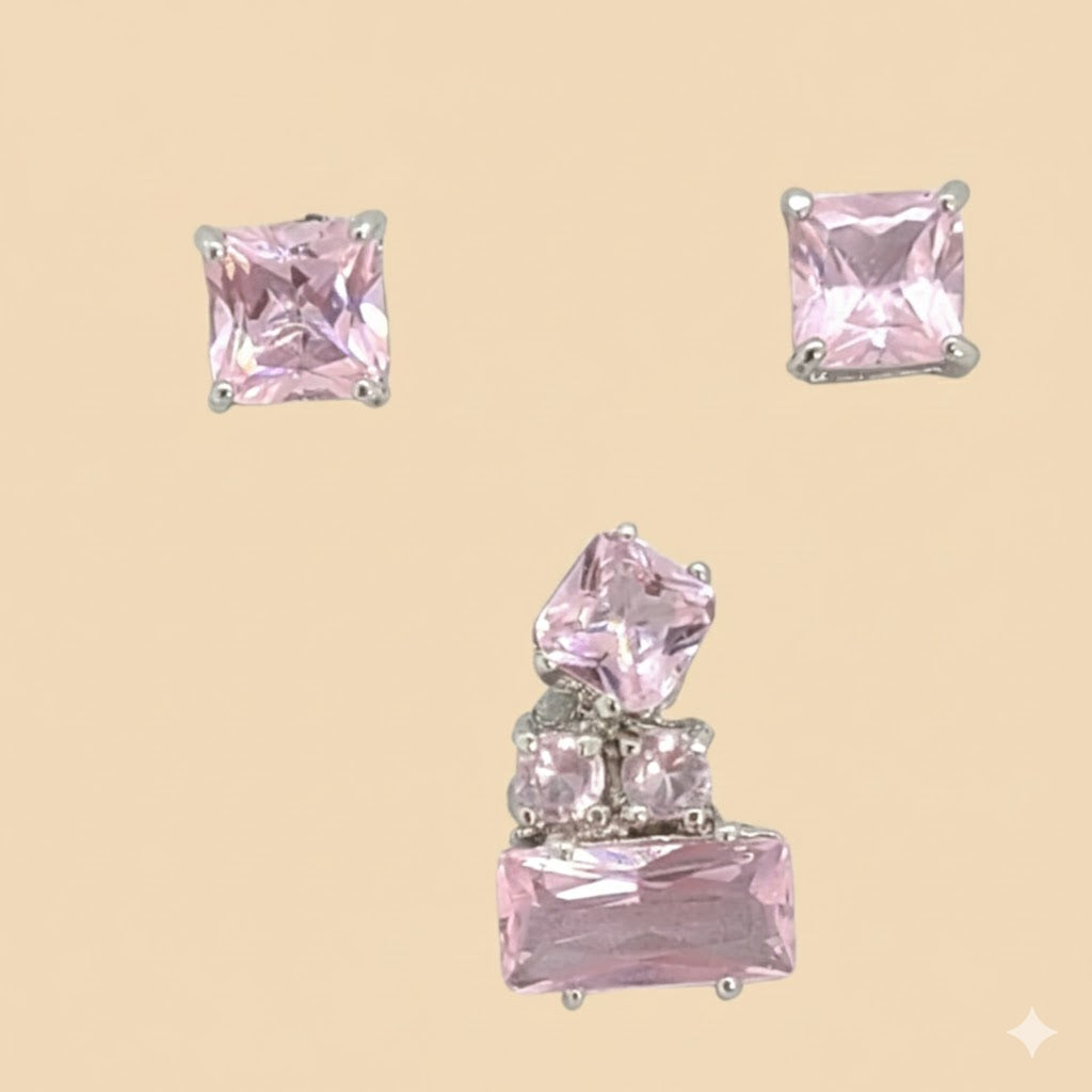 (2-6313) Juego de pendientes con circonitas en plata de ley 925.