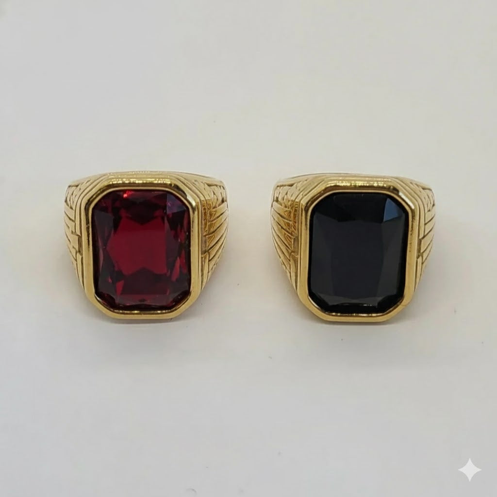 (4-0024-1) Stainless Steel - Zircon Men Ring.