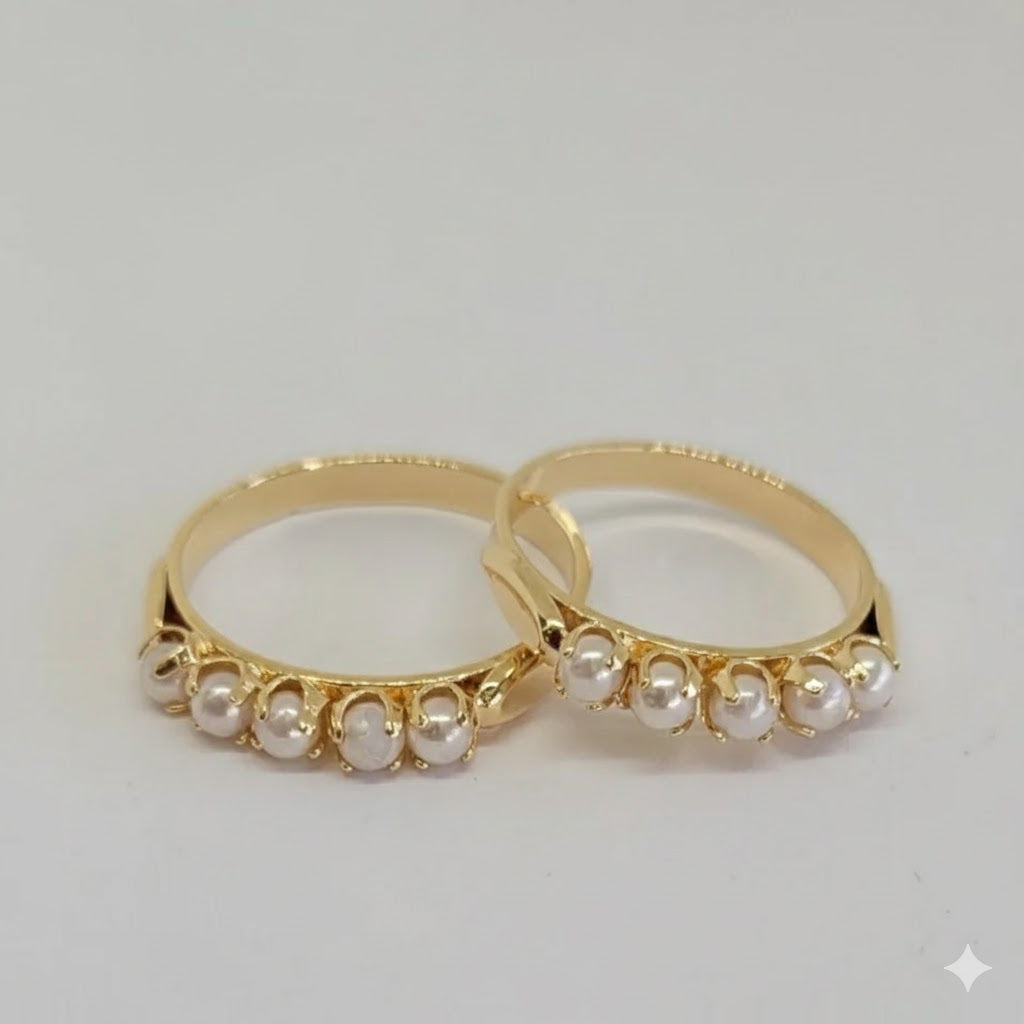 (1-3006) Anillo de perla laminado en oro - BGF