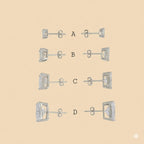 (2-3075-1) Pendientes de plata de ley 925 con circonitas cuadradas.