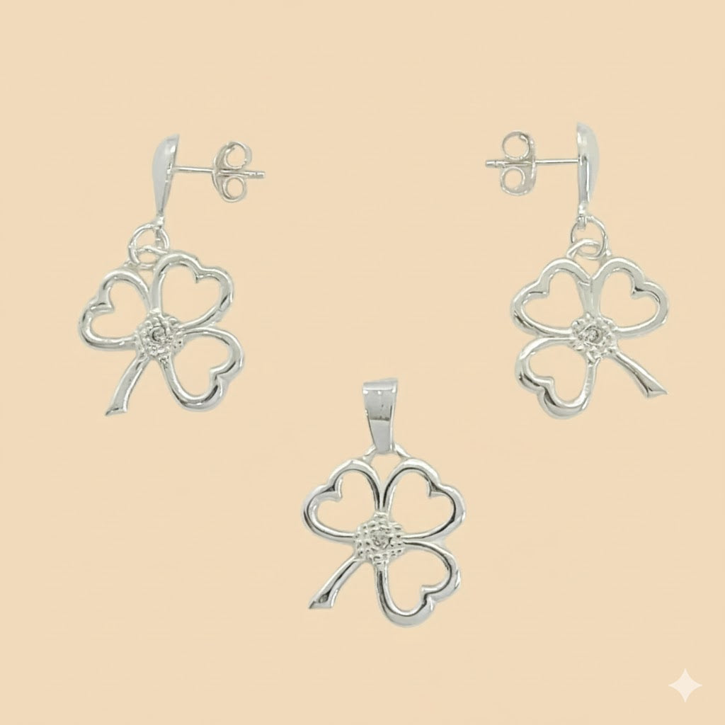 (2-6539) Plata de ley 925 - Juego de cuatro hojas.