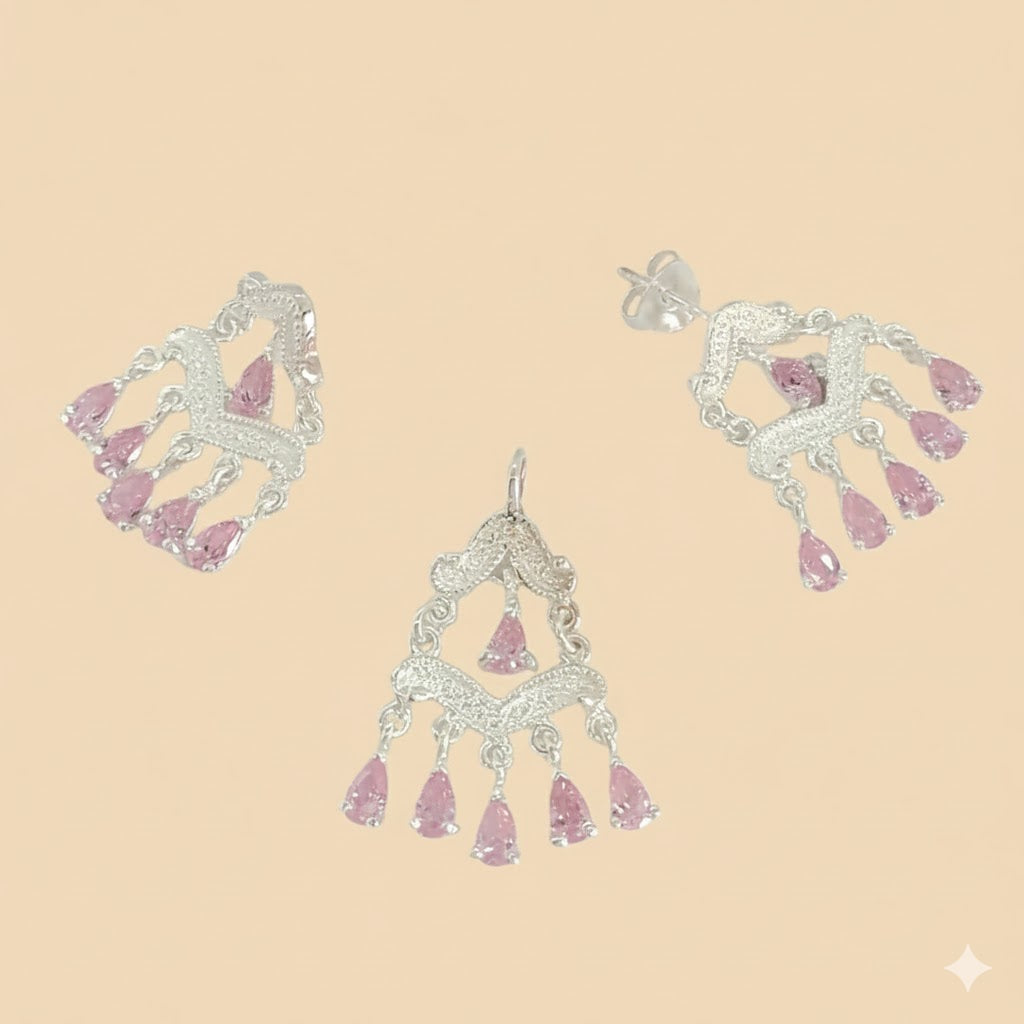 (2-6393) Conjunto Plata Ley 925 - Circonitas.