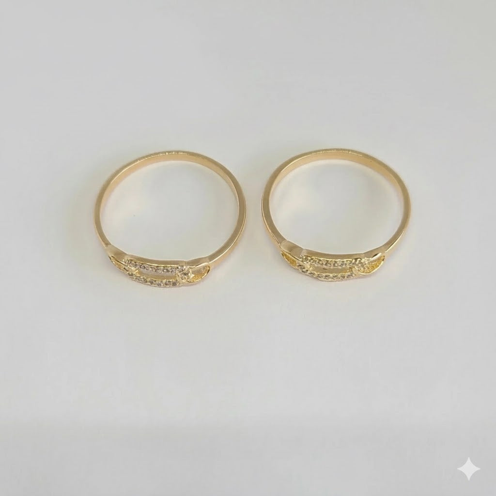 (1-3005-1) Anillo de circonitas laminadas en oro - BGF