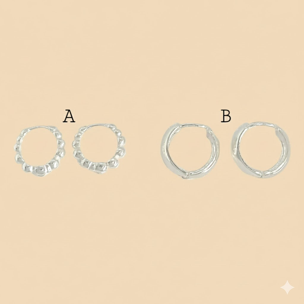 (2-4059) 925 Sterling Silver - Small Plain Huggies.