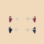 (2-3069) 925 Sterling Silver - Heart Zircon Stud Earrings.