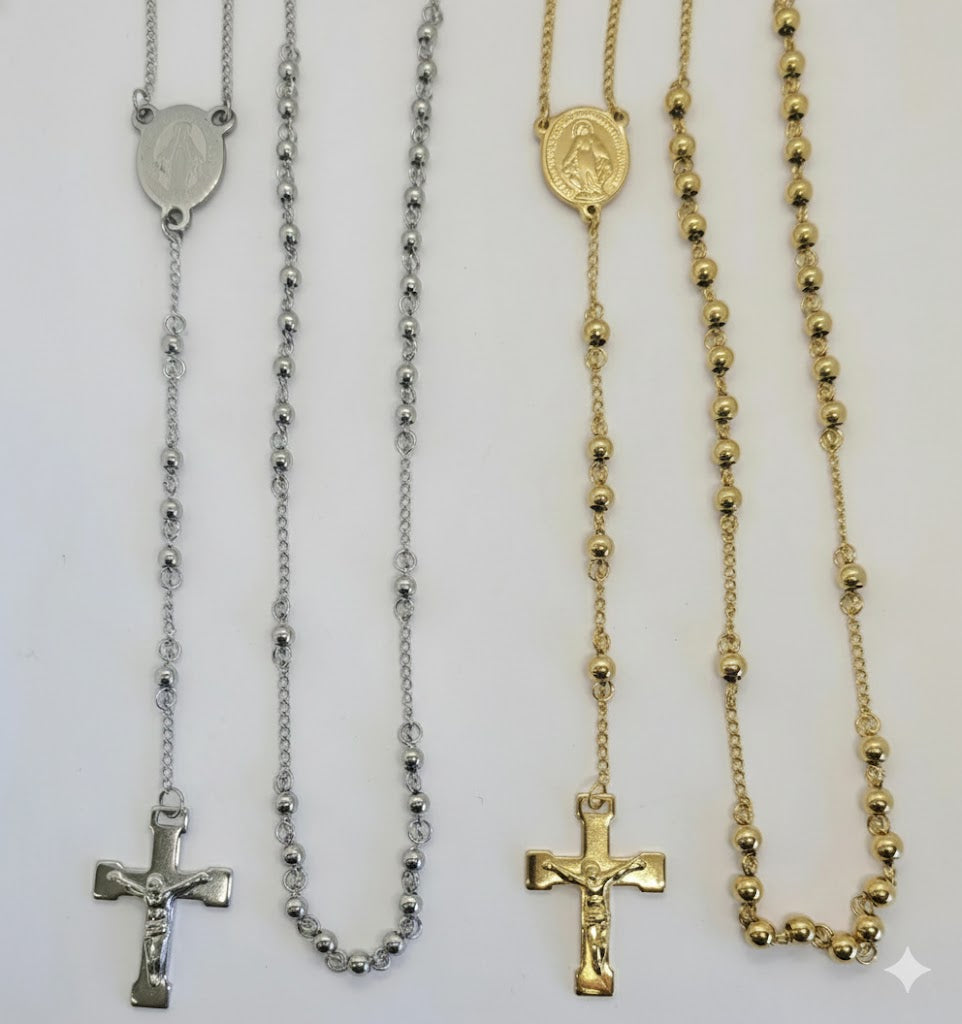 (4-6008) Collar Rosario de Acero Inoxidable - 5mm - 26".