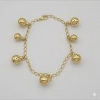 (1-0712) Pulsera de bolas laminadas en oro - 19 cm - BGO