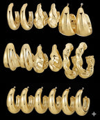 24 Pairs Gold Hoop Earrings Set for Women Hypoallergenic Chunky Chain Twisted Open Hoops Dangle Earring Packs for Birthday Jewelry Gift