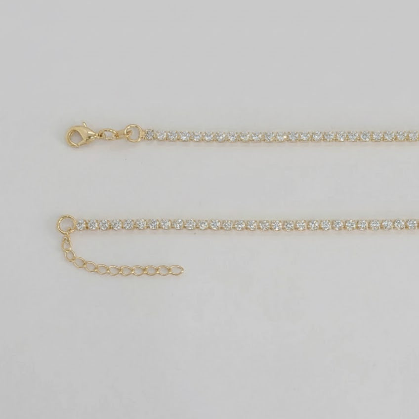 (1-6330) Collar de tenis con circonitas laminadas en oro - BGF