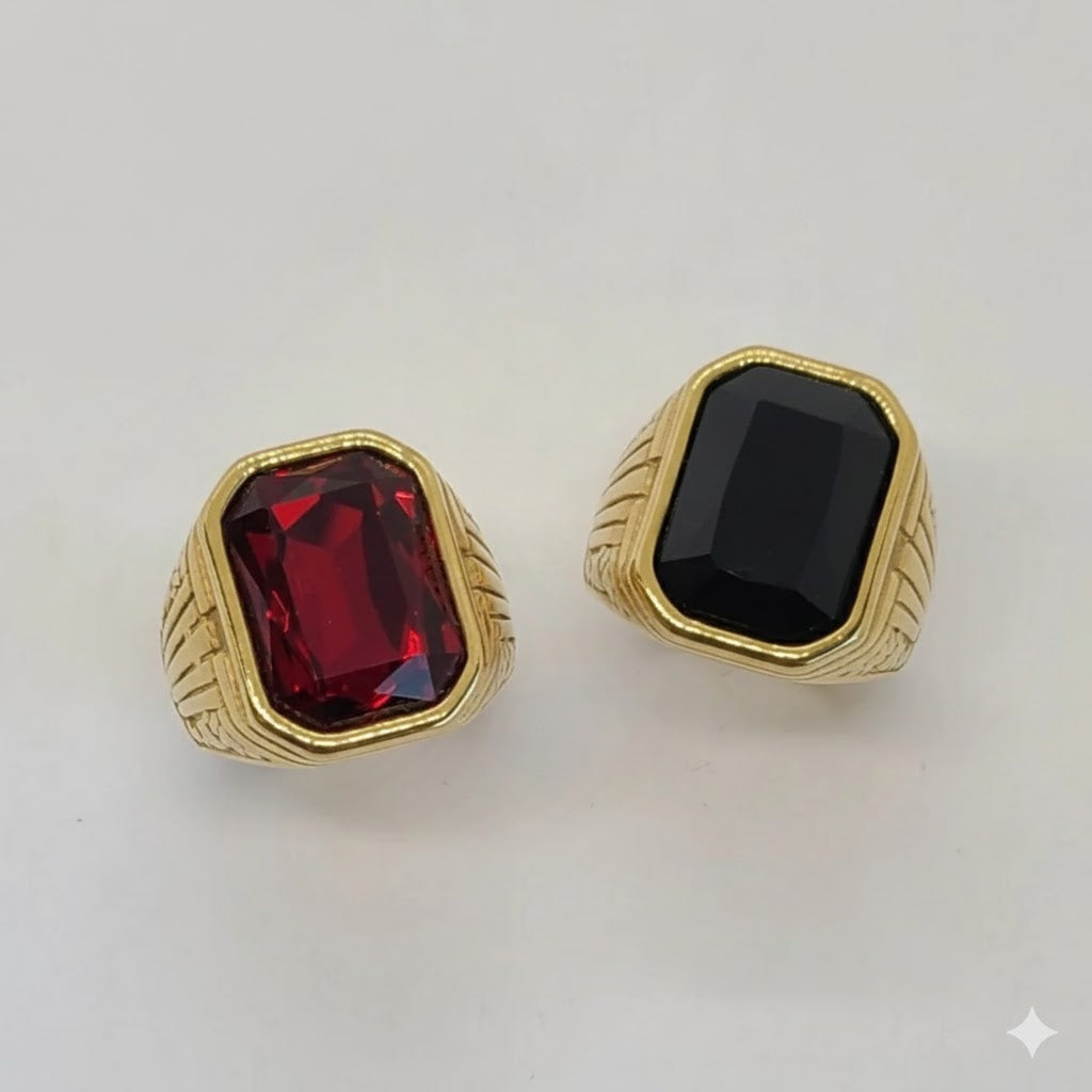 (4-0024-1) Stainless Steel - Zircon Men Ring.