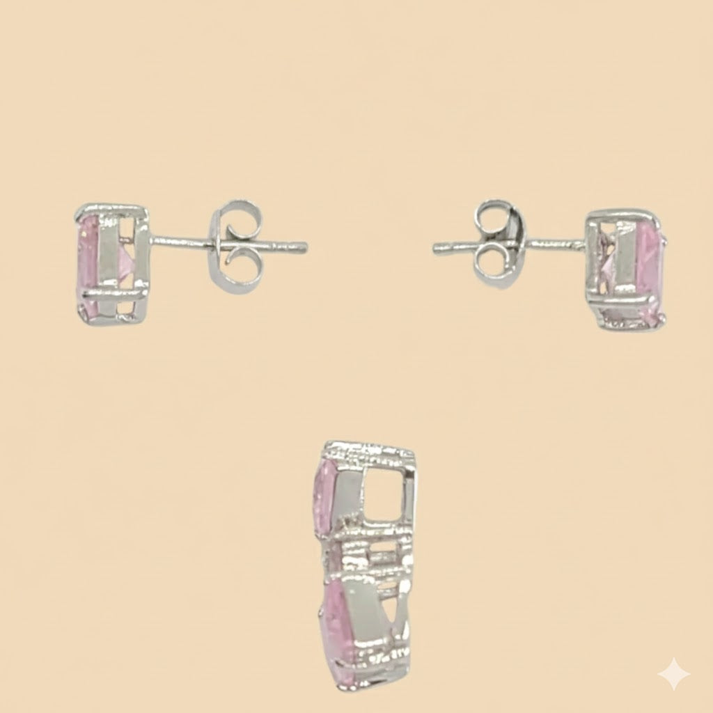 (2-6313) Juego de pendientes con circonitas en plata de ley 925.